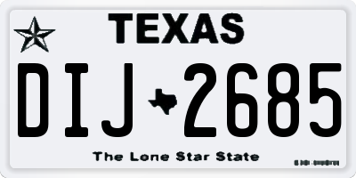 TX license plate DIJ2685