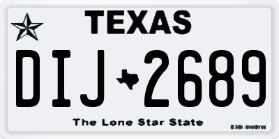 TX license plate DIJ2689