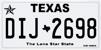 TX license plate DIJ2698