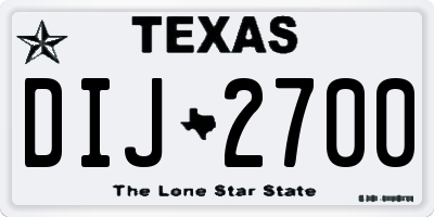 TX license plate DIJ2700