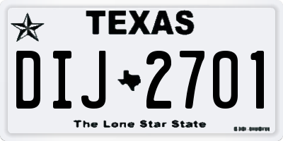 TX license plate DIJ2701