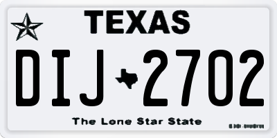 TX license plate DIJ2702
