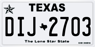 TX license plate DIJ2703