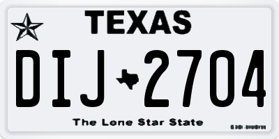 TX license plate DIJ2704