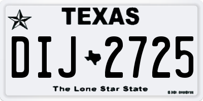 TX license plate DIJ2725