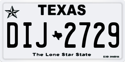 TX license plate DIJ2729
