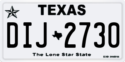 TX license plate DIJ2730
