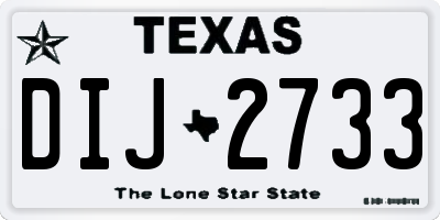 TX license plate DIJ2733