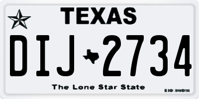 TX license plate DIJ2734