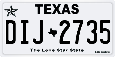 TX license plate DIJ2735