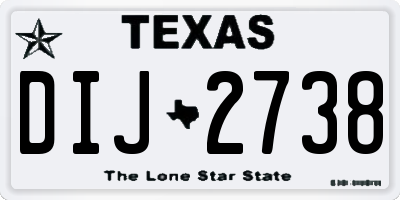 TX license plate DIJ2738