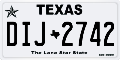 TX license plate DIJ2742