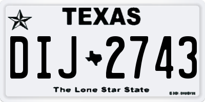 TX license plate DIJ2743