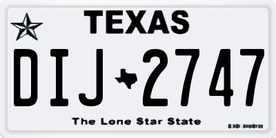 TX license plate DIJ2747