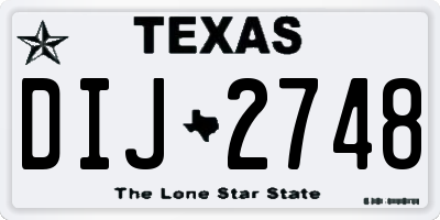 TX license plate DIJ2748