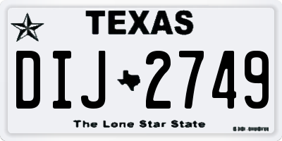 TX license plate DIJ2749