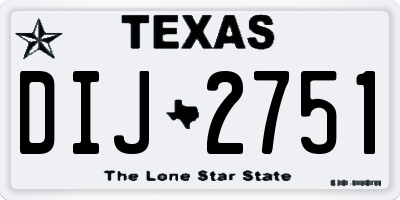 TX license plate DIJ2751
