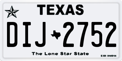 TX license plate DIJ2752