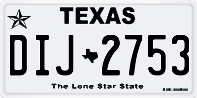 TX license plate DIJ2753