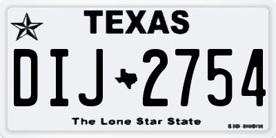 TX license plate DIJ2754