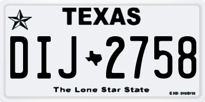 TX license plate DIJ2758