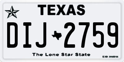 TX license plate DIJ2759