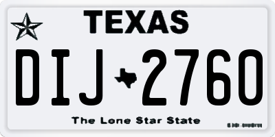 TX license plate DIJ2760