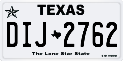 TX license plate DIJ2762