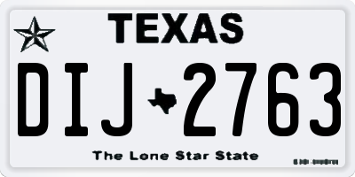 TX license plate DIJ2763