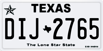 TX license plate DIJ2765