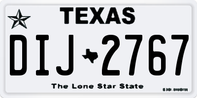 TX license plate DIJ2767