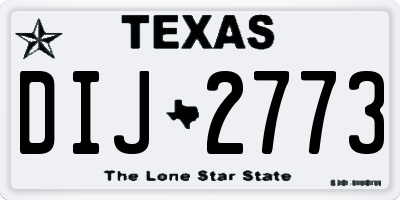 TX license plate DIJ2773
