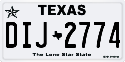 TX license plate DIJ2774