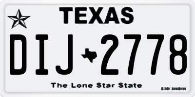 TX license plate DIJ2778