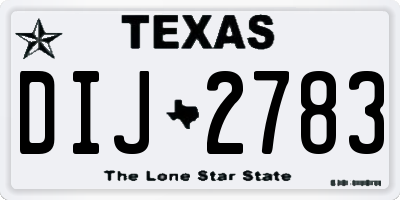 TX license plate DIJ2783