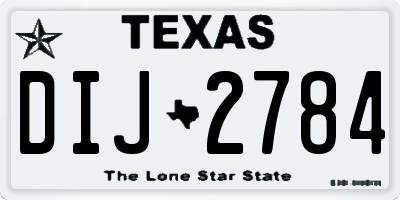 TX license plate DIJ2784