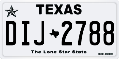 TX license plate DIJ2788
