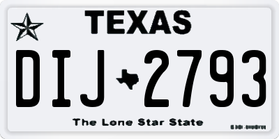 TX license plate DIJ2793