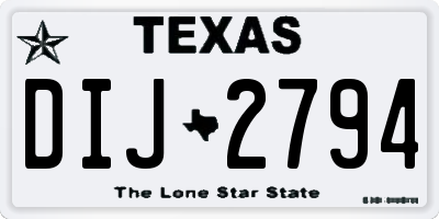 TX license plate DIJ2794