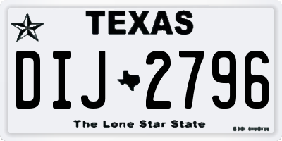 TX license plate DIJ2796