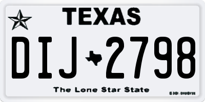 TX license plate DIJ2798