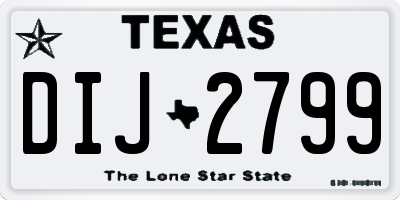 TX license plate DIJ2799