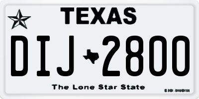 TX license plate DIJ2800