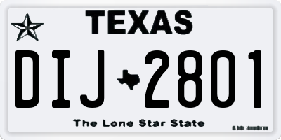 TX license plate DIJ2801