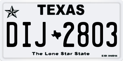 TX license plate DIJ2803