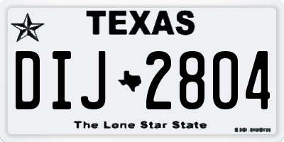 TX license plate DIJ2804
