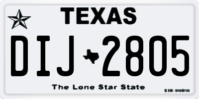 TX license plate DIJ2805