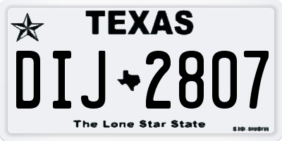 TX license plate DIJ2807