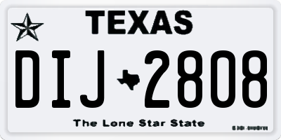 TX license plate DIJ2808