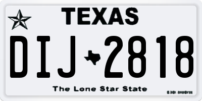 TX license plate DIJ2818
